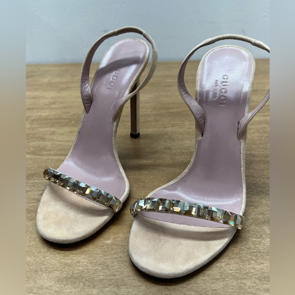 Gucci Mallory heels Sandals thin strap Swarovski crystal 6.5 - Picture 9 of 10
